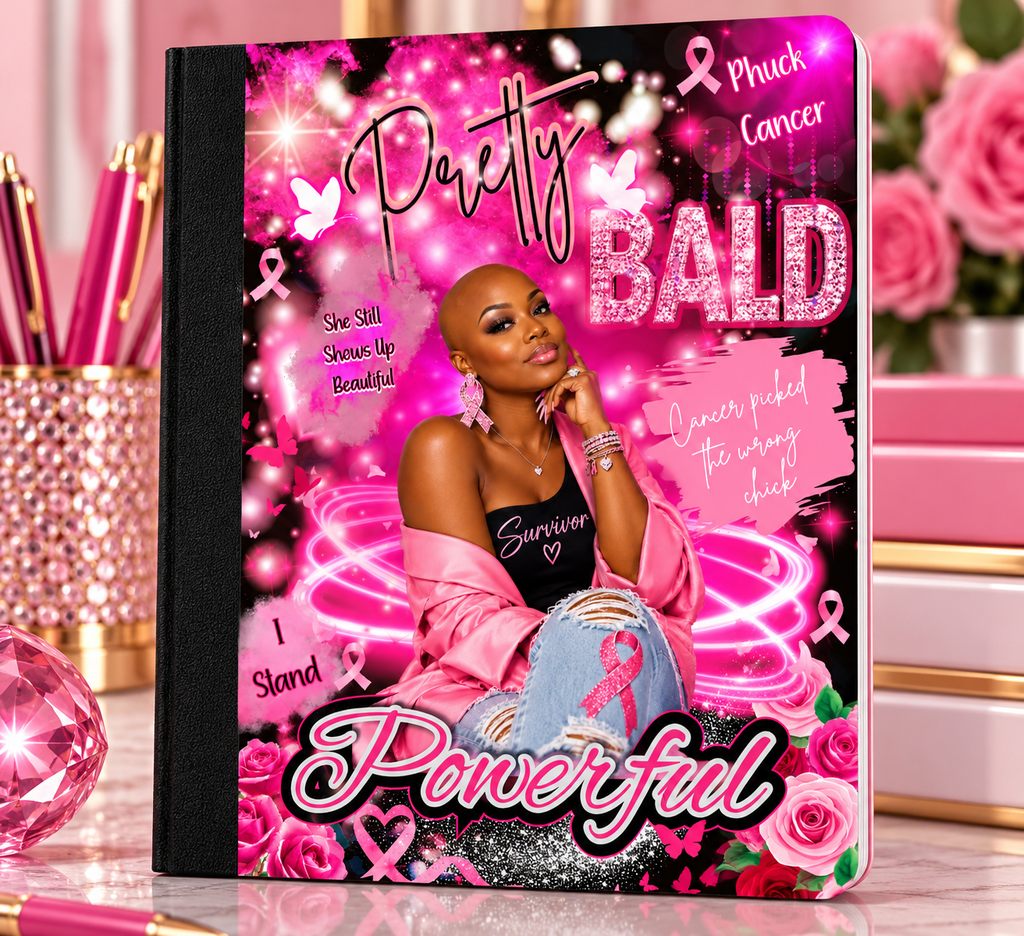 Editable Breast Cancer Awareness Bald Woman Canva Template 🎀