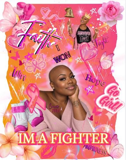 Editable Breast Cancer Awareness Bald Woman Canva Template 🎀