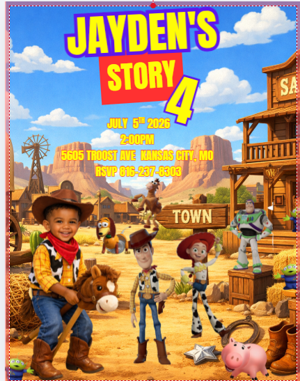 Editable Toy Adventure Birthday Invitation Canva Template 🤠🚀